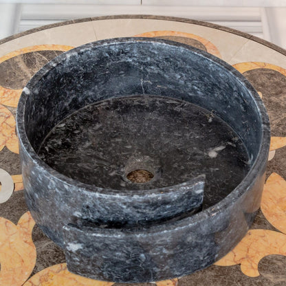 Natural Stone Black Marble Design Above Vanity Bathroom Sink Polished