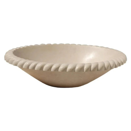 Champagne Limestone Oval Braid Self-rimming Above Vanity Bathroom Sink (W)18" (L)22" (H)6"