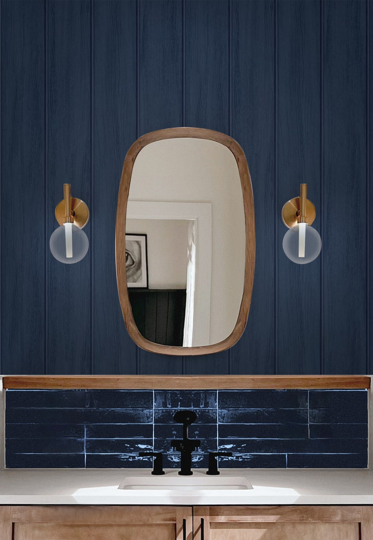 Faux Wood Panel Prepasted Wallpaper