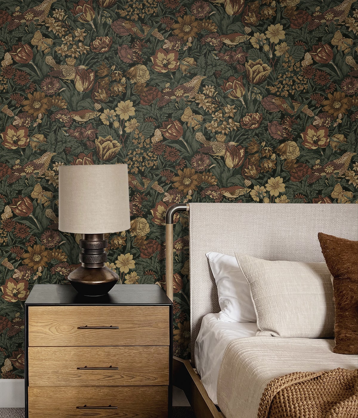 Bird Floral Vintage Prepasted Wallpaper
