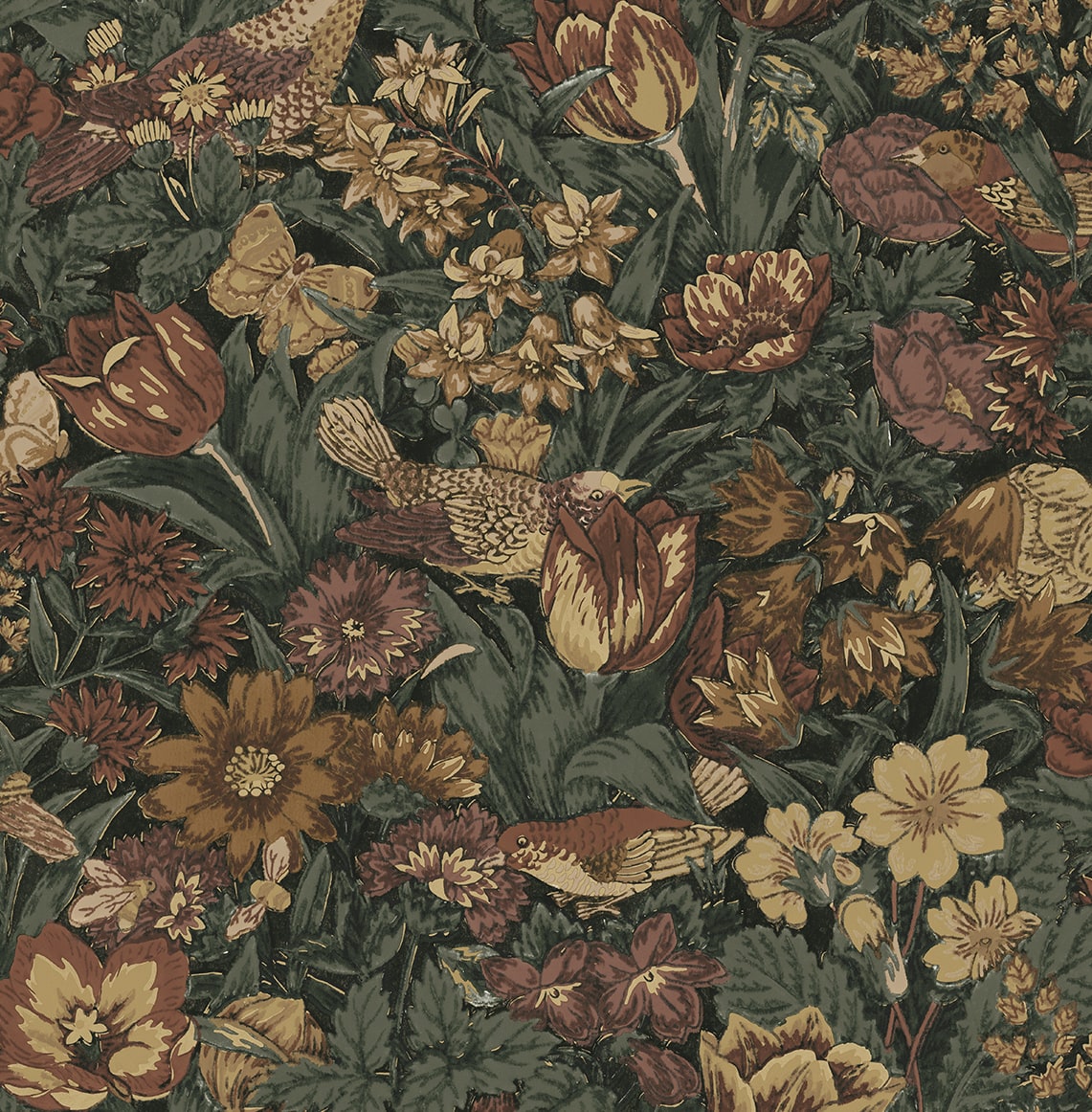 Bird Floral Vintage Prepasted Wallpaper