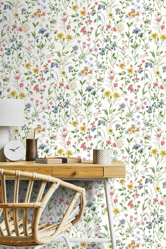 Wildflowers Floral Prepasted Wallpaper