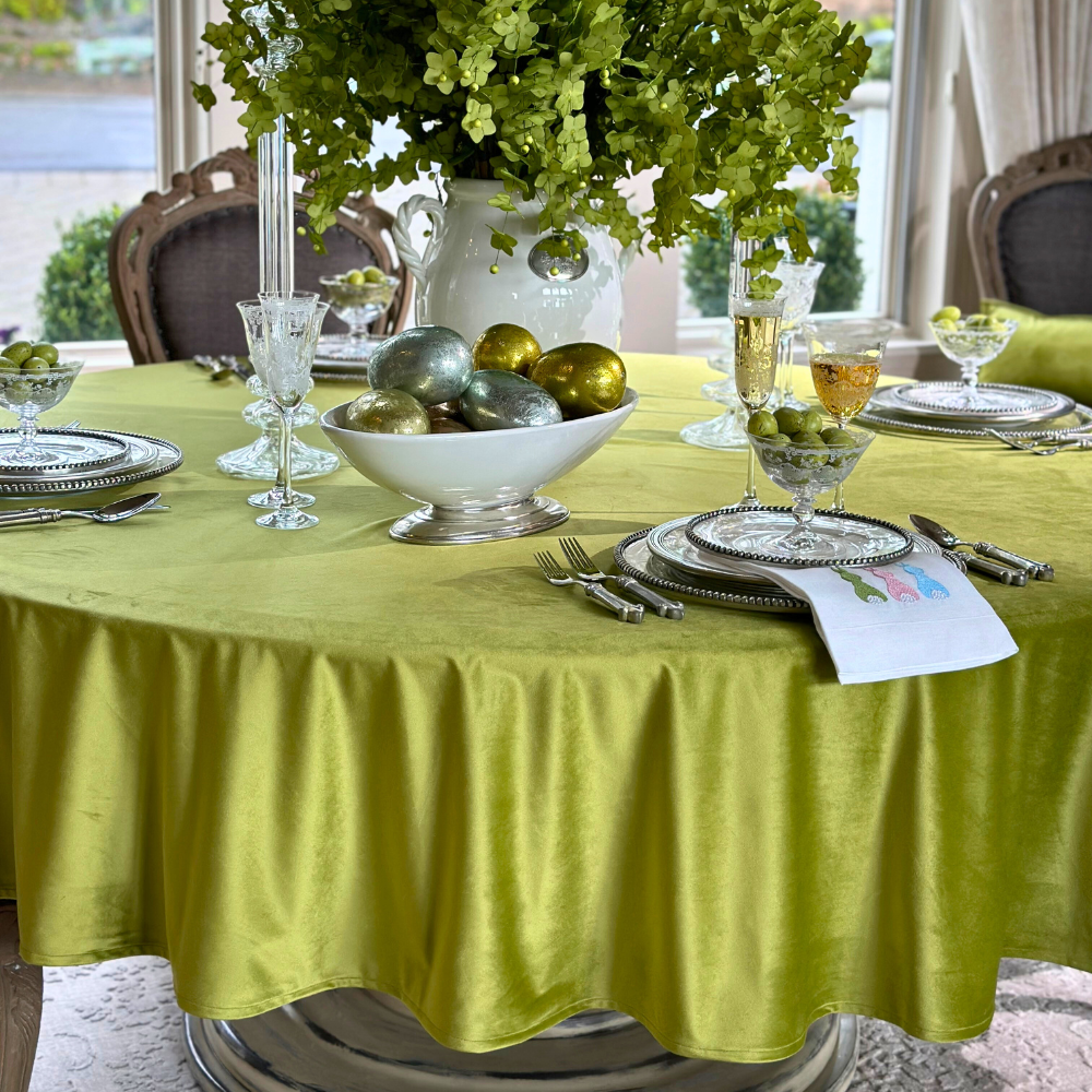 Round Velvet Tablecloth 90" by Crown Linen Designs