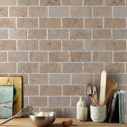 Riverbed Walnut Travertine Tumbled Floor and Wall Tile - Livfloors Collection