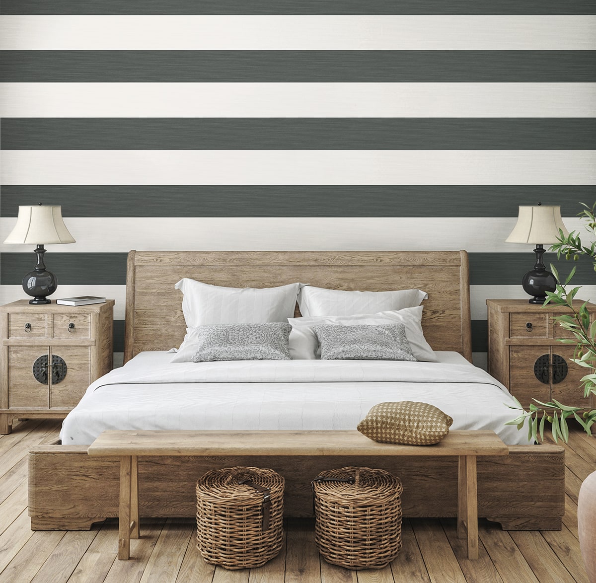 Summer House Dylan Striped Stringcloth Unpasted Wallpaper