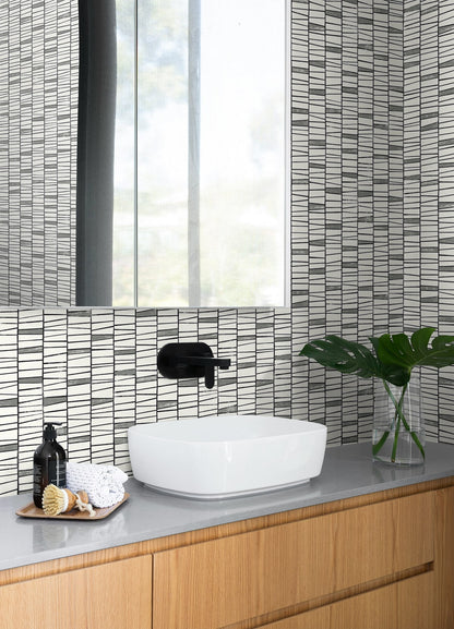 Organic Stripe Contemporary Peel and Stick Removable Wallpaper