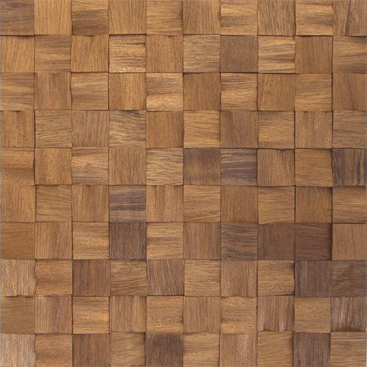 Sapele Natural Mesh-mounted Wood Mosaic Wall Tile - Livfloors Collection