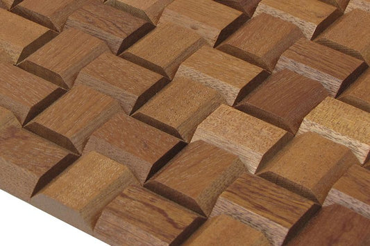 Sapele Pyramid Mesh-mounted Wood Mosaic Wall Tile - Livfloors Collection