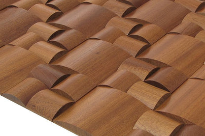 Sapele Pattern Straw Mesh-mounted Wood Mosaic Wall Tile - Livfloors Collection