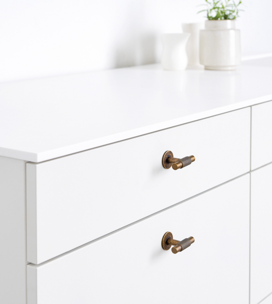 Knurled Antique Bronze "Manor" Cabinet Knobs and Drawer Pulls