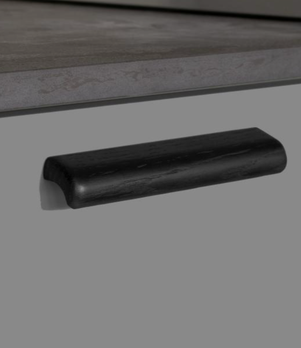 Black Stained Oak "Glove" Wood Drawer Handles