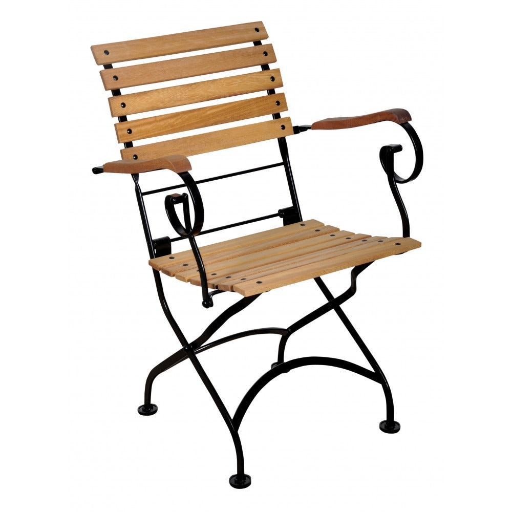 Seven Piece Dining Set with 32 x 72" African Teak Slat Top Table and Four Side Chairs and 2 Armchairs