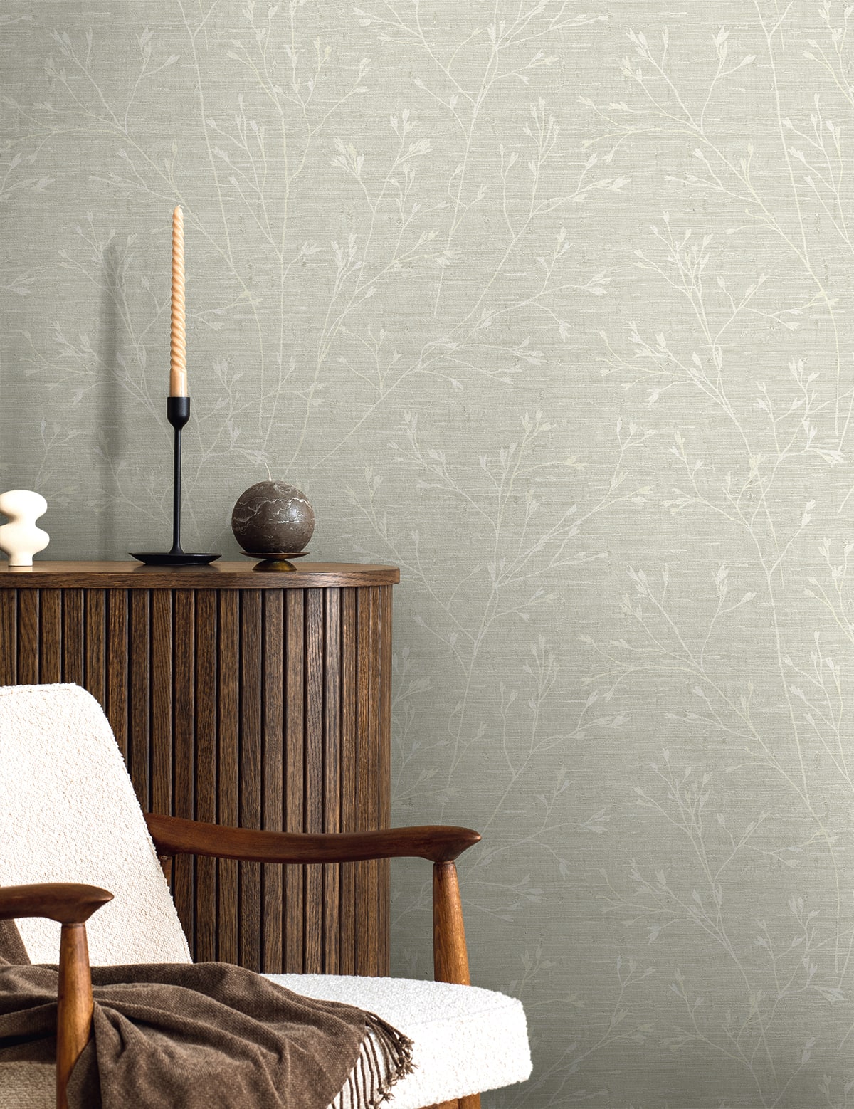 Fibers and Threads Withington Branch Botanical Embossed Vinyl Unpasted Wallpaper