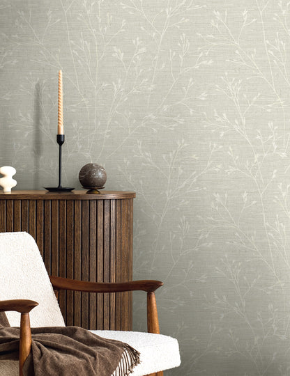 Fibers and Threads Withington Branch Botanical Embossed Vinyl Unpasted Wallpaper