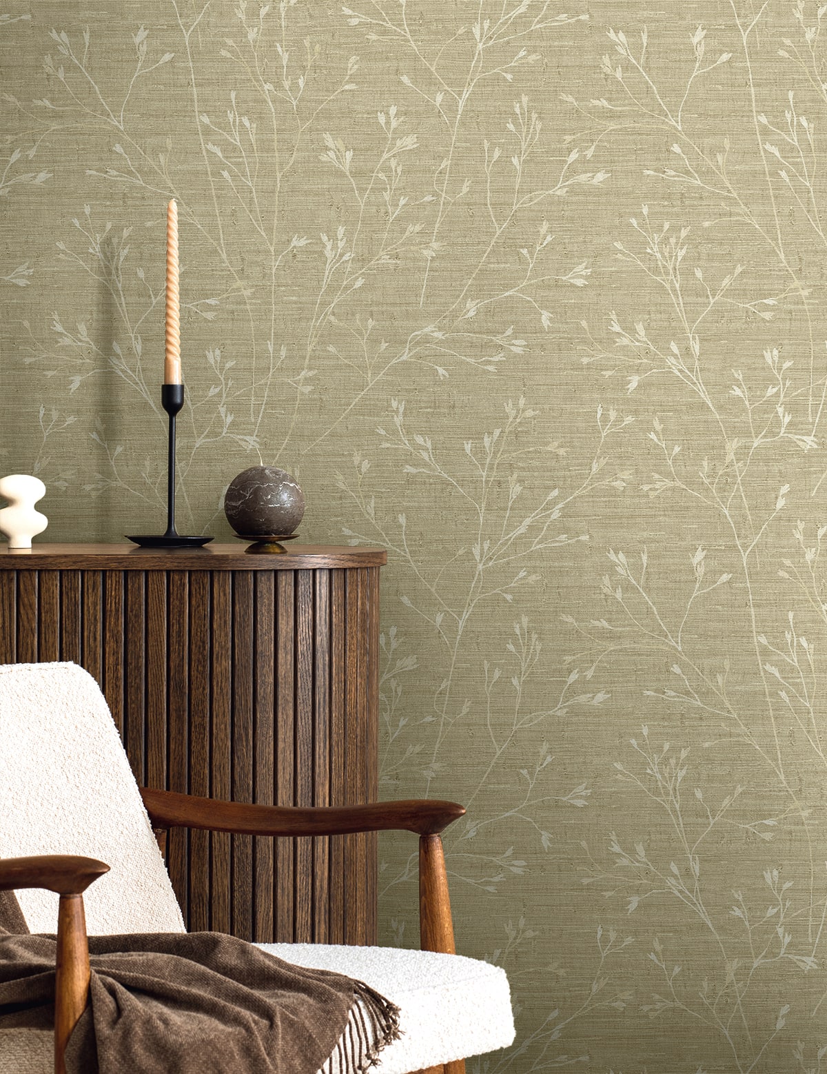 Fibers and Threads Withington Branch Botanical Embossed Vinyl Unpasted Wallpaper