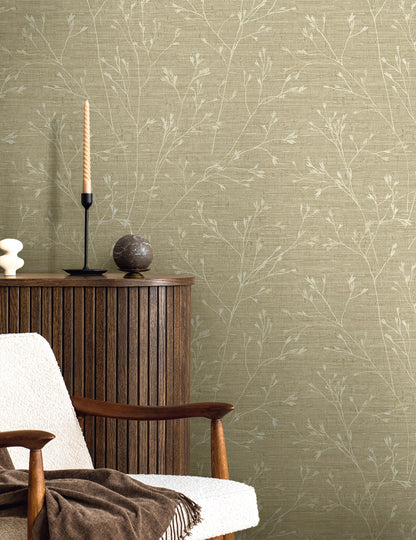 Fibers and Threads Withington Branch Botanical Embossed Vinyl Unpasted Wallpaper