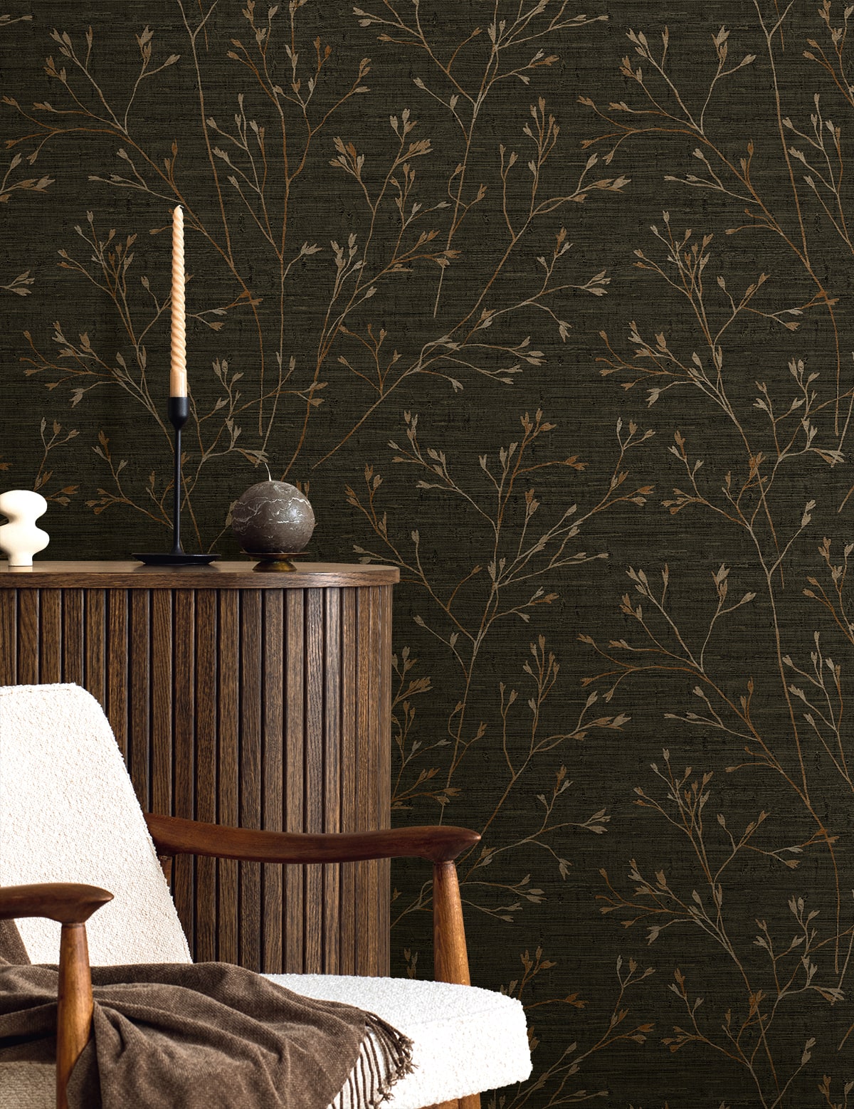 Fibers and Threads Withington Branch Botanical Embossed Vinyl Unpasted Wallpaper
