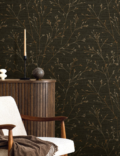 Fibers and Threads Withington Branch Botanical Embossed Vinyl Unpasted Wallpaper