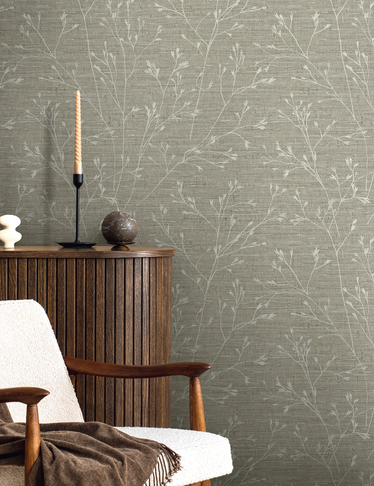 Fibers and Threads Withington Branch Botanical Embossed Vinyl Unpasted Wallpaper