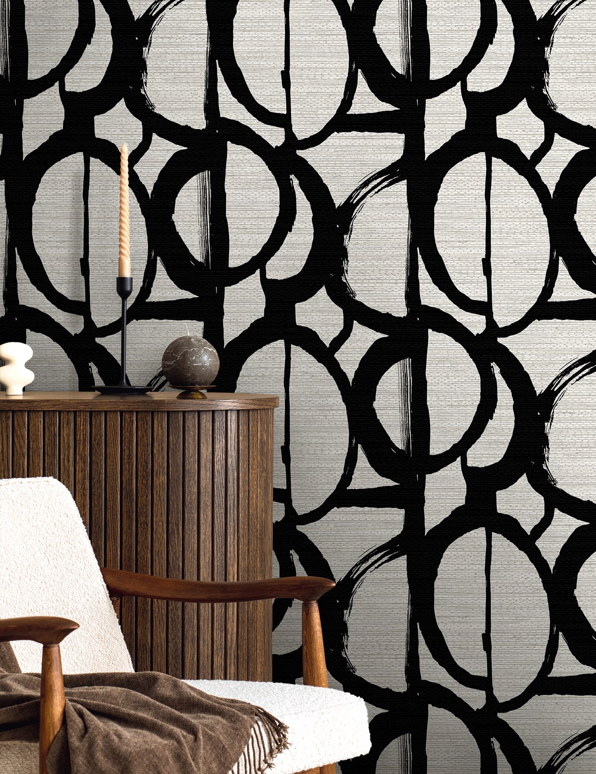 Fibers and Threads Pendelton Abstract Nonwoven Unpasted Wallpaper