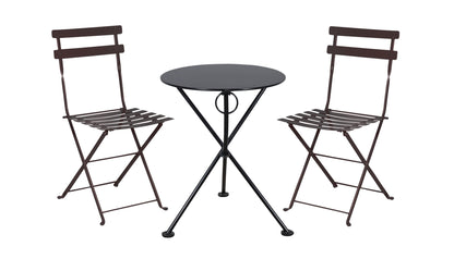 Three Piece Bistro Dining Set with 24" Round Powder Coated Steel Top and Two Paris Side Chairs