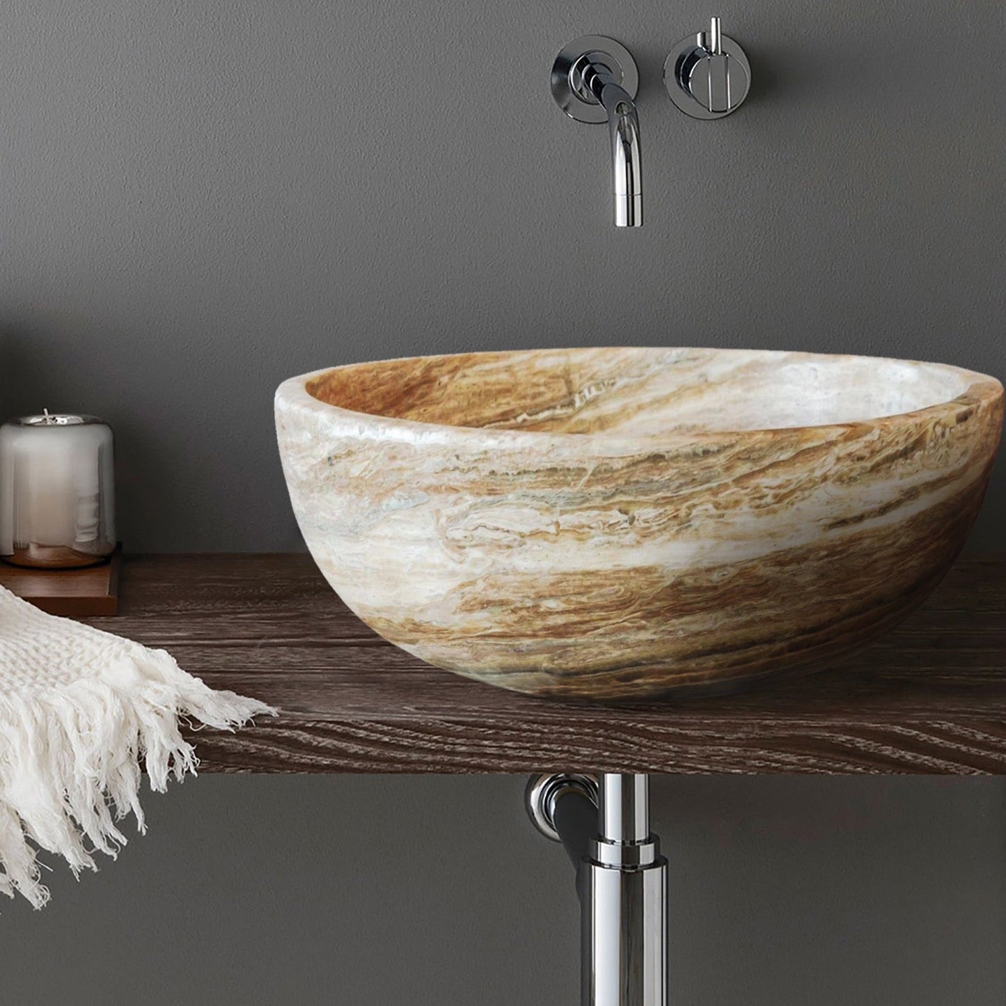 Traonyx Natural Stone Above Vanity Bathroom Sink Honed