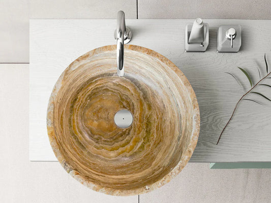 Traonyx Natural Stone Above Vanity Bathroom Sink Honed