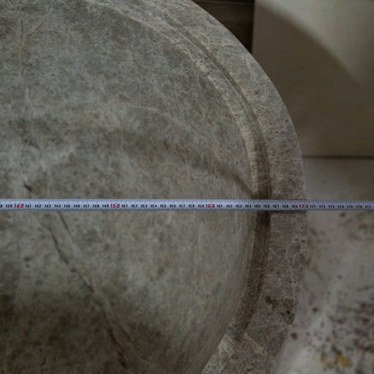 Tundra Gray Marble Bathtub Hand-carved from Solid Marble Block (W)29.5" (L)67" (H)19.5"