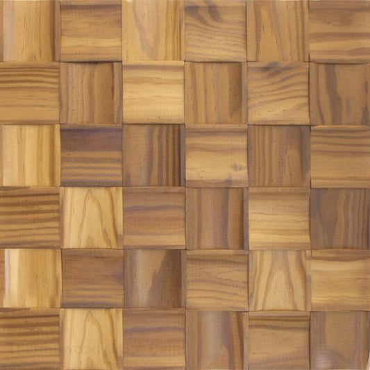 US Pine Prolate Thermowood Mesh-mounted Mosaic Wall Tile - Livfloors Collection