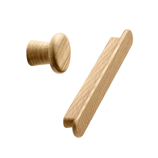 Clear Lacquered Oak "Classis" Cabinet Knob and Drawer Pull