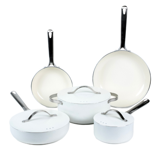 Mobi 8-Piece Ceramic Cookware Set | Cannoli Cream