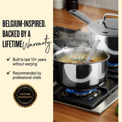 Maestro Tri-Ply Stainless Steel Saucepan with Lid - 1.7 Qt.