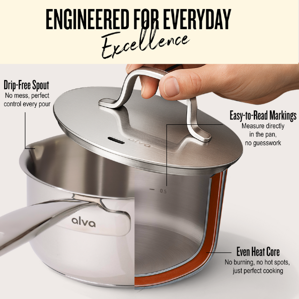 Maestro Tri-Ply Stainless Steel Saucepan with Lid - 1.7 Qt.