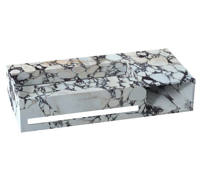 Calacatta Viola Marble Wall-mount Bathroom Sink Hidden Drain with Towel Holder and Shelf