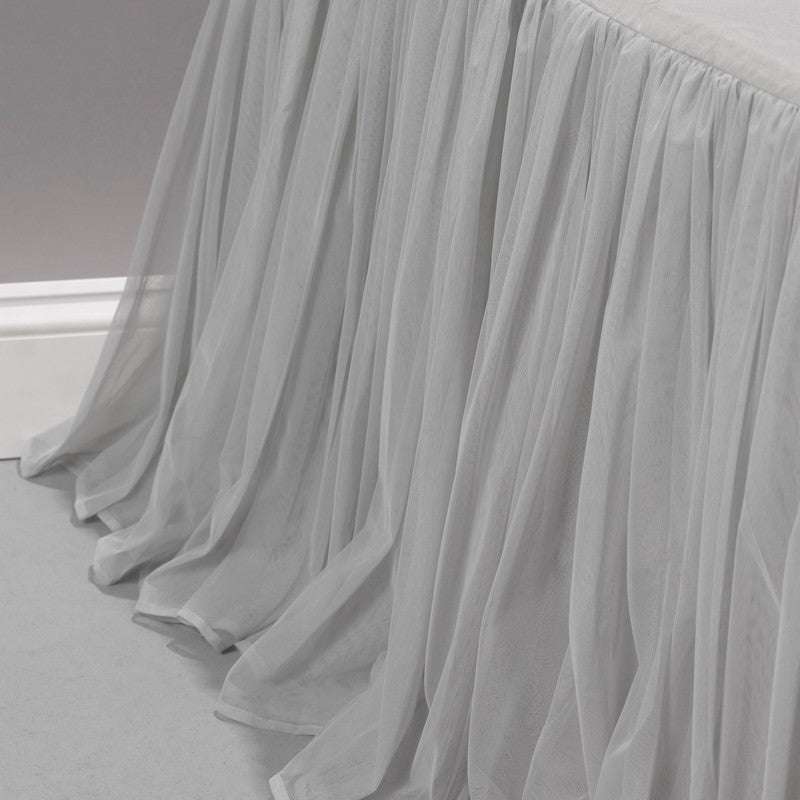 Whisper Grey 20" Gathered Tulle Bedskirt