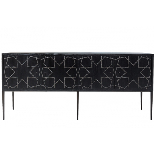 Textured cinder hardwood Warwick Sideboard with bronze base