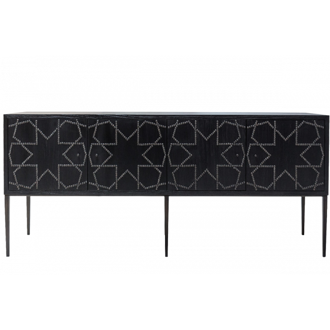 Warwick Black sideboard with geometric pattern on a white background