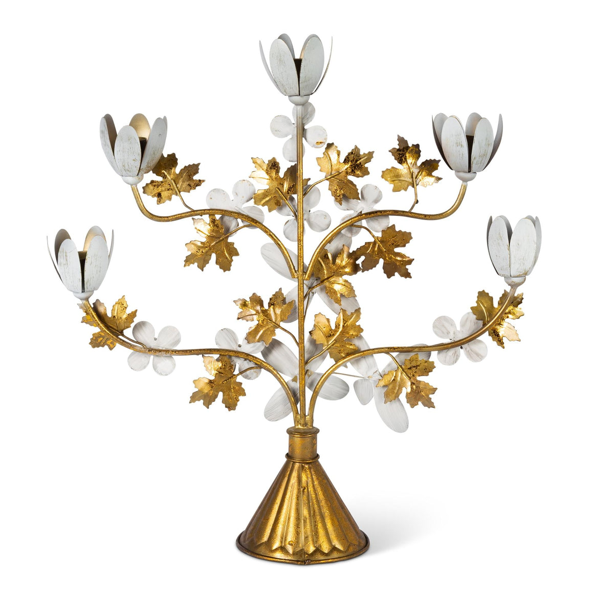 Iron Tabletop Tulip Leaf Candle Holder, 16"H