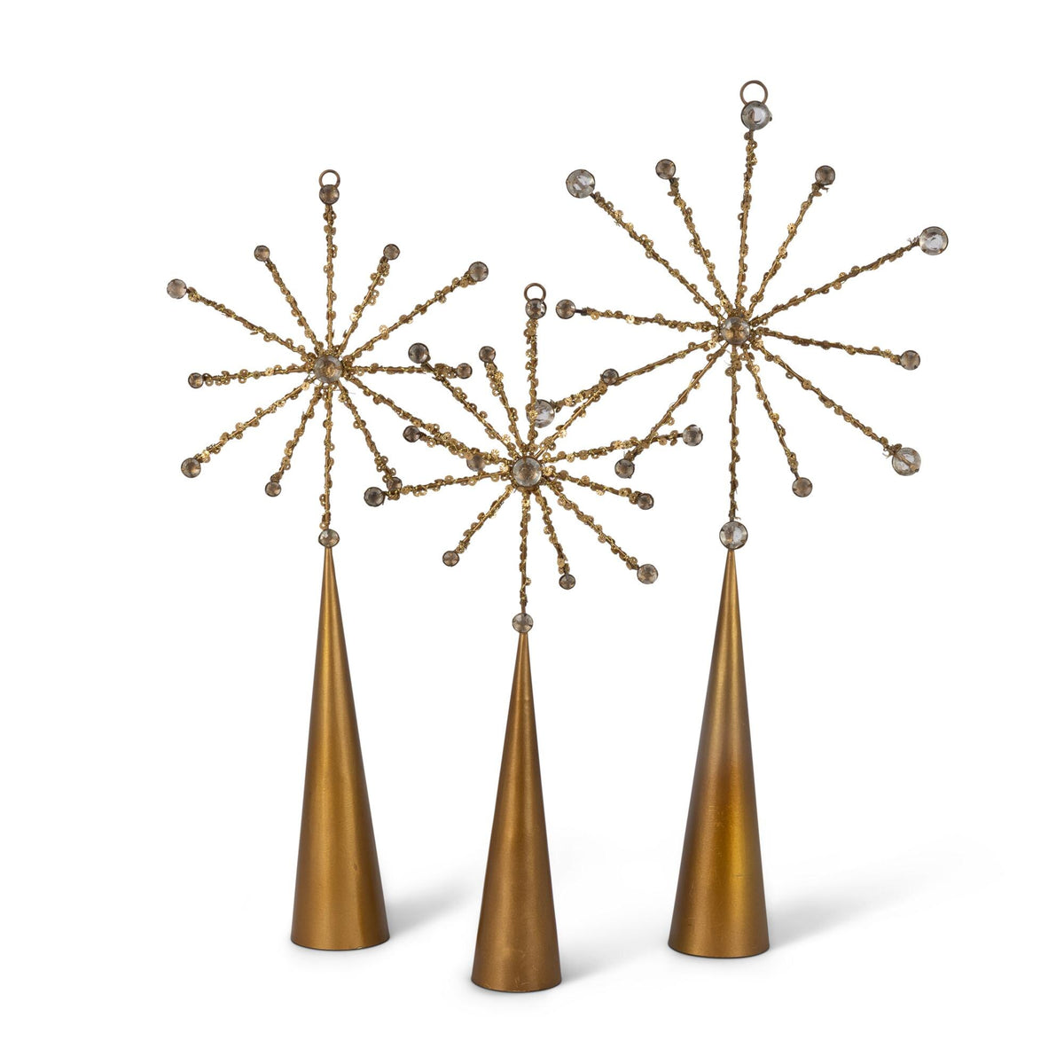 Metal Starburst Sequin Trees, Set of 3, Large is 16"H