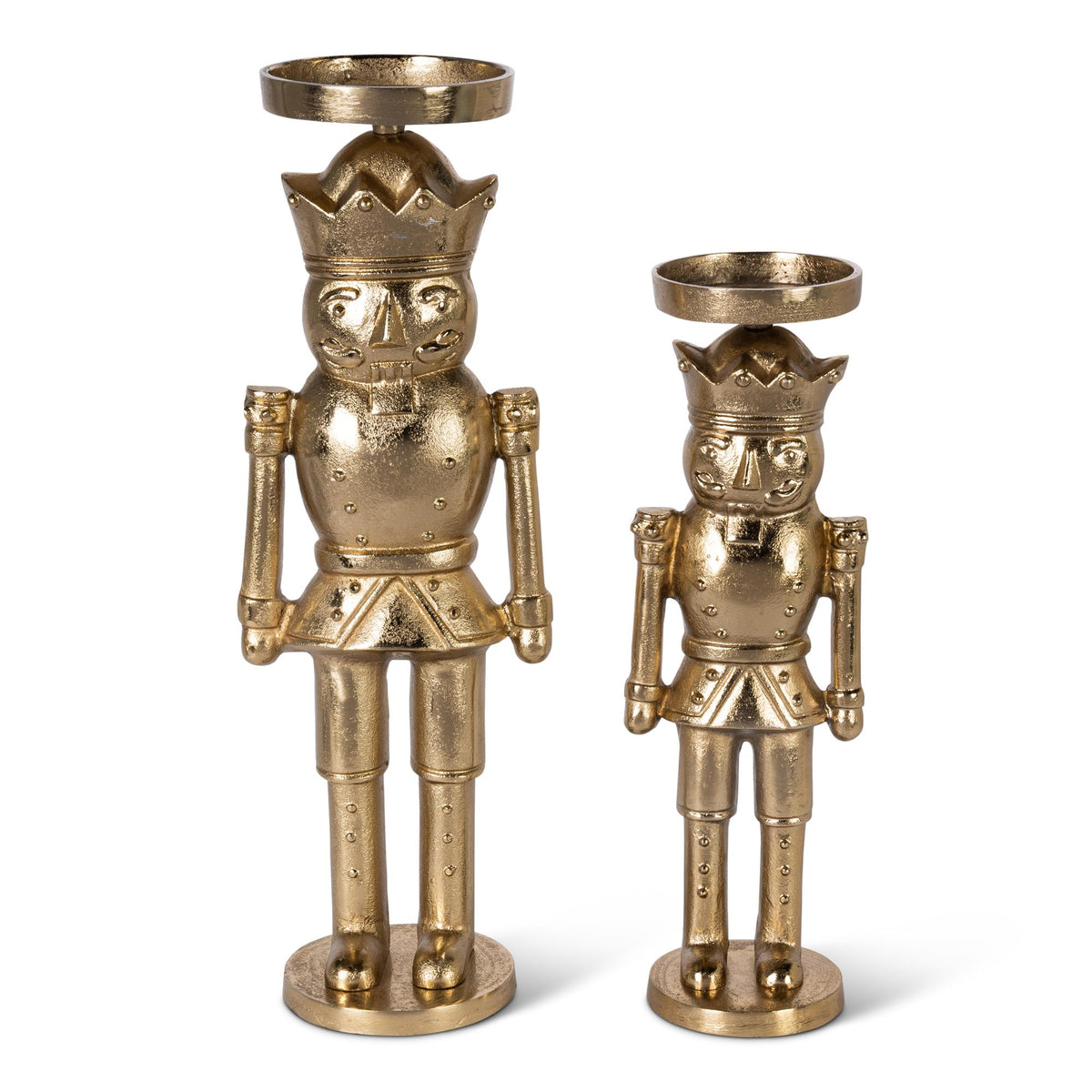 Antique Silver Iron Nutcracker Candle Holder, Set of 2, Lg is 20"H