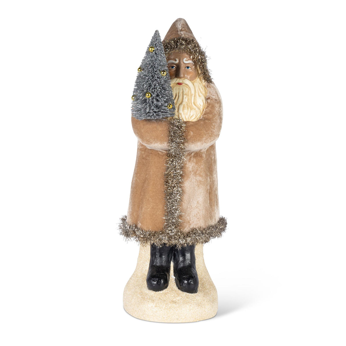 Paper Mache Santa with Tree, 17"H