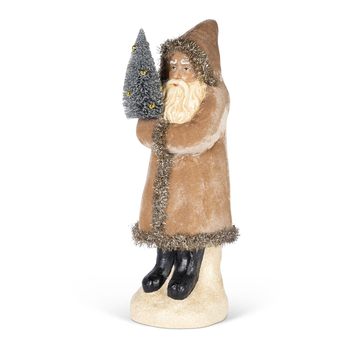 Paper Mache Santa with Tree, 17"H