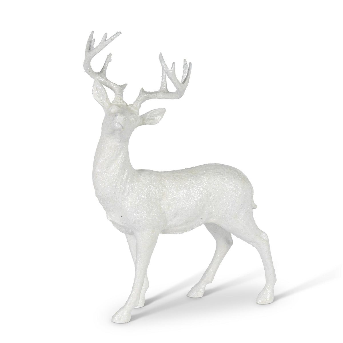White Polyresin Standing Deer, 19.25"H