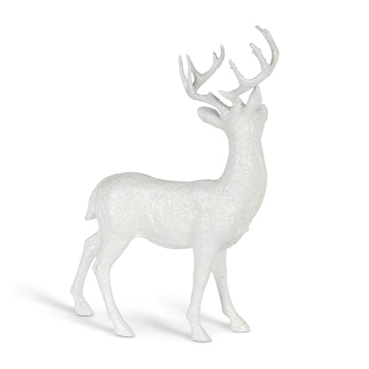 White Polyresin Standing Deer, 19.25"H