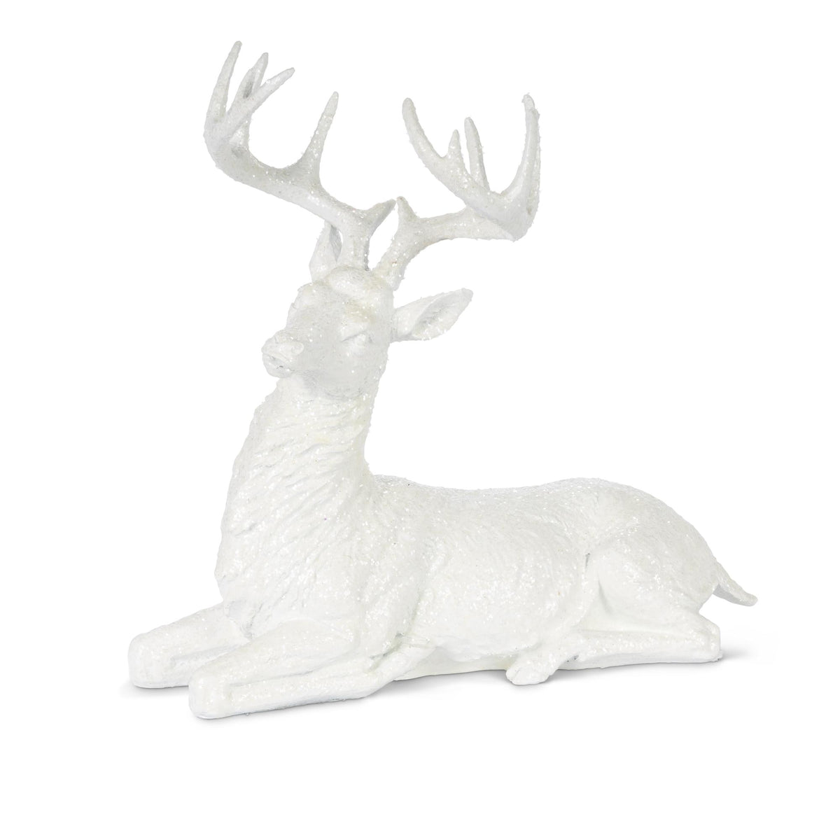 White Polyresin Laying Deer, 12"H