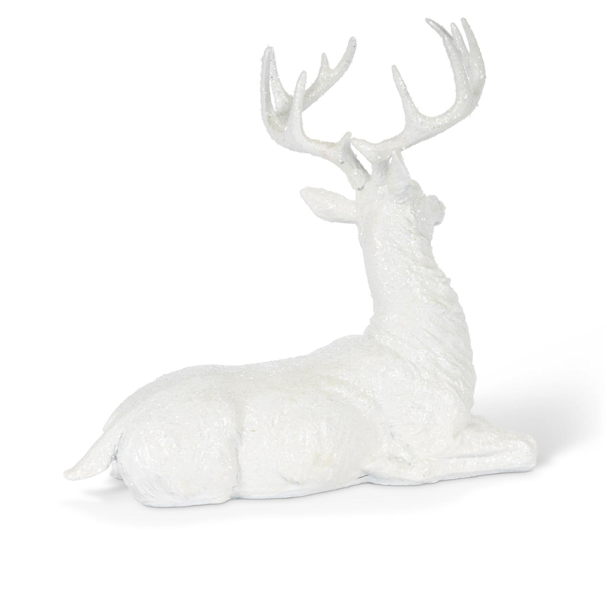 White Polyresin Laying Deer, 12"H