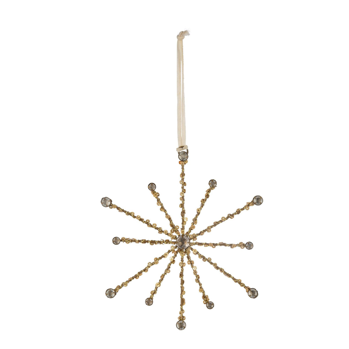 Set of 2 Wire and Bead Starburst Ornaments, 5"