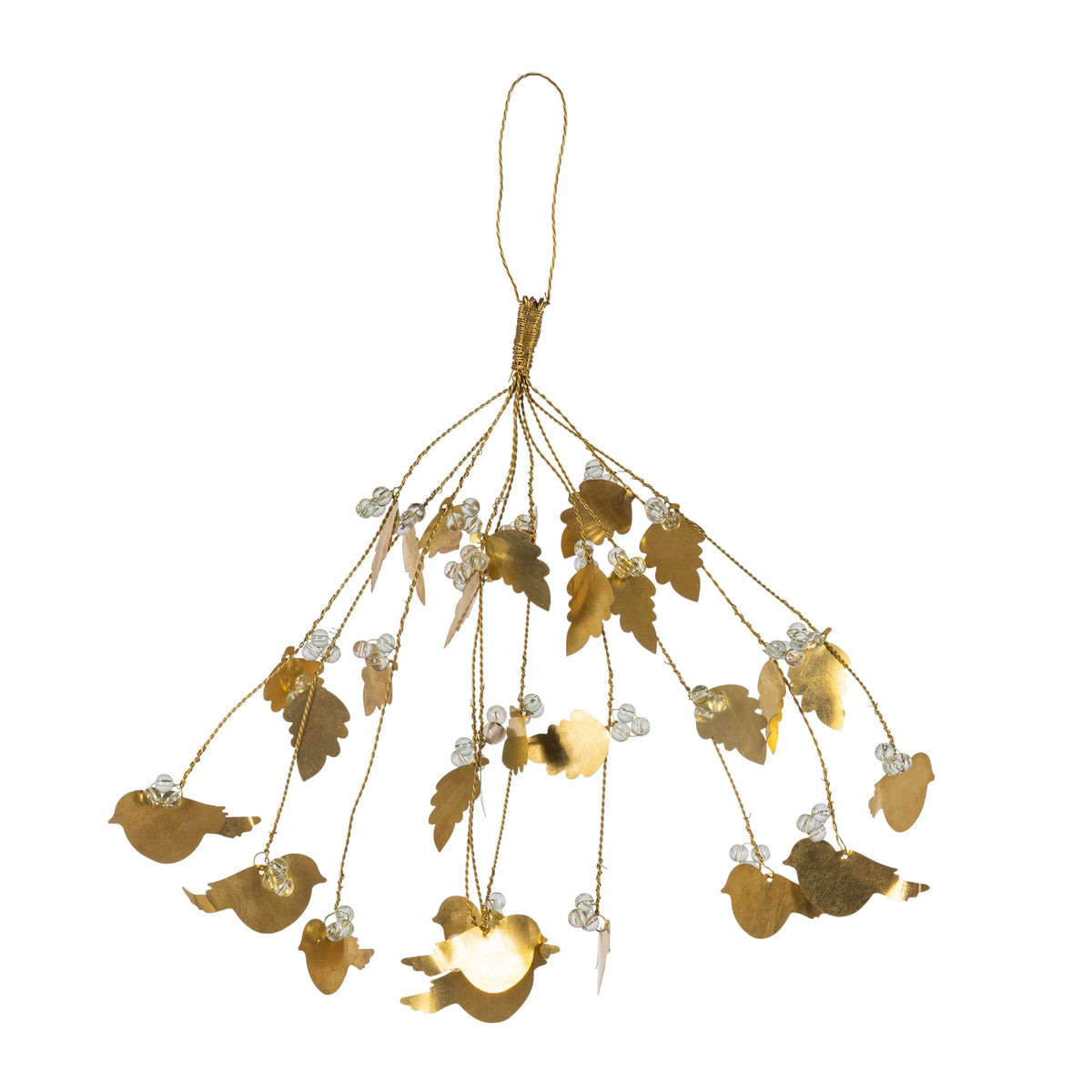 Metal Leaf and Bead Ornament Spray, 10"L