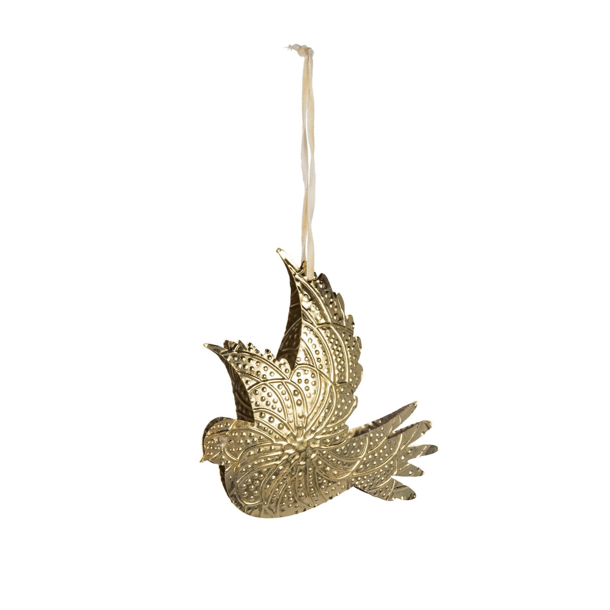 Embossed Metal Bird Ornament, 5.5"H