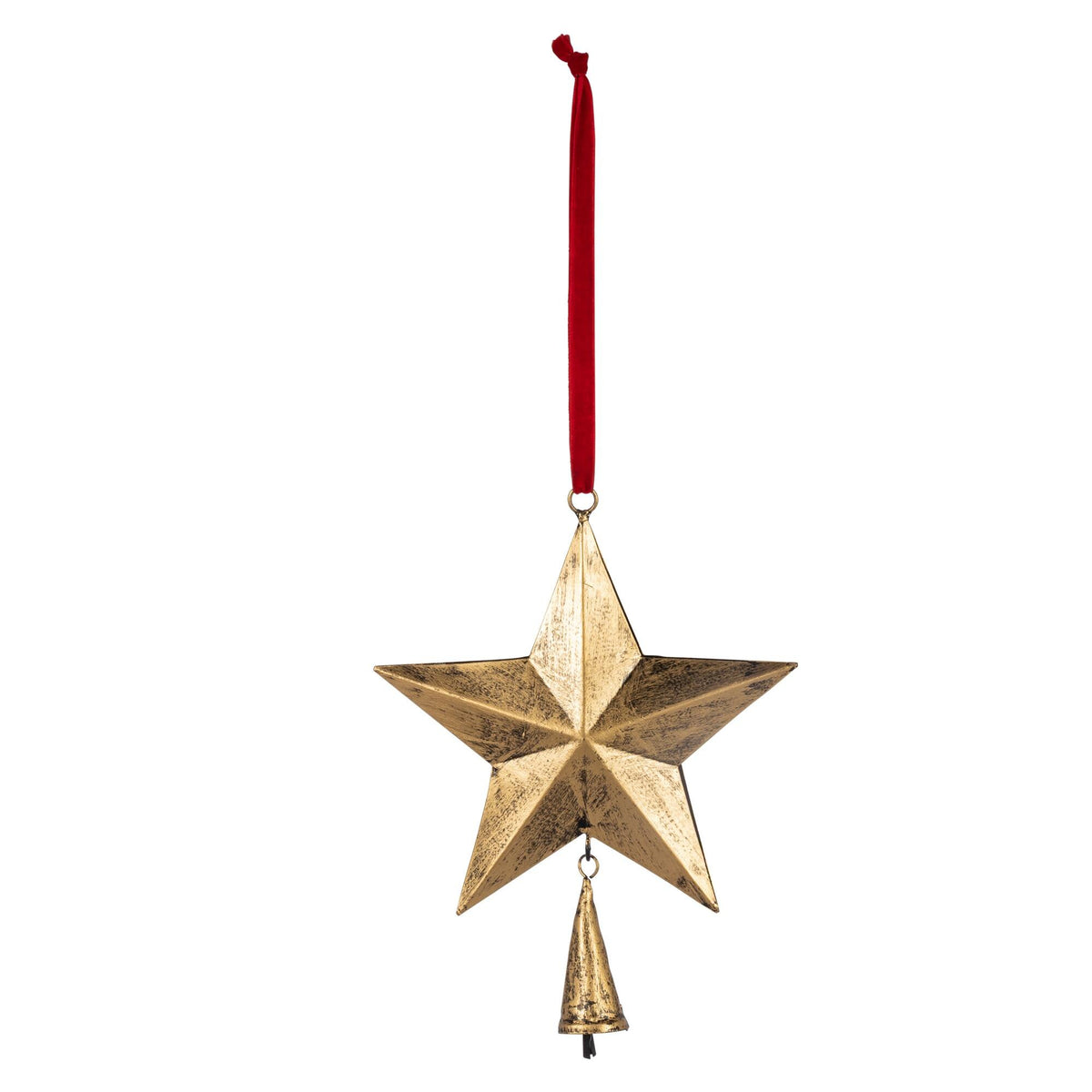 Iron Star w/ Red Velvet Ribbon, 9.5"H